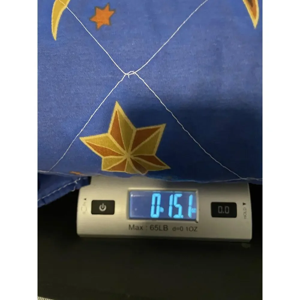 Vintage Throw Blanket Blue Sun Moon Star Celestial 78x51 Quilted Whimsigoth READ